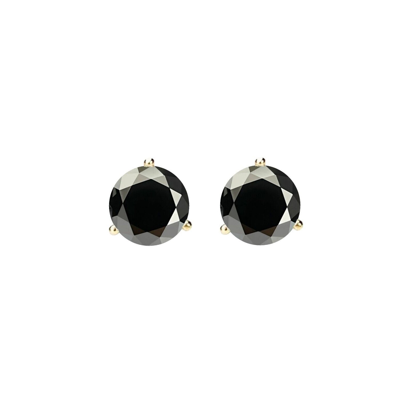 14K Gold GRA CertifiedD-VVS1 Black Moissanite Martini PushBack Stud Earrings