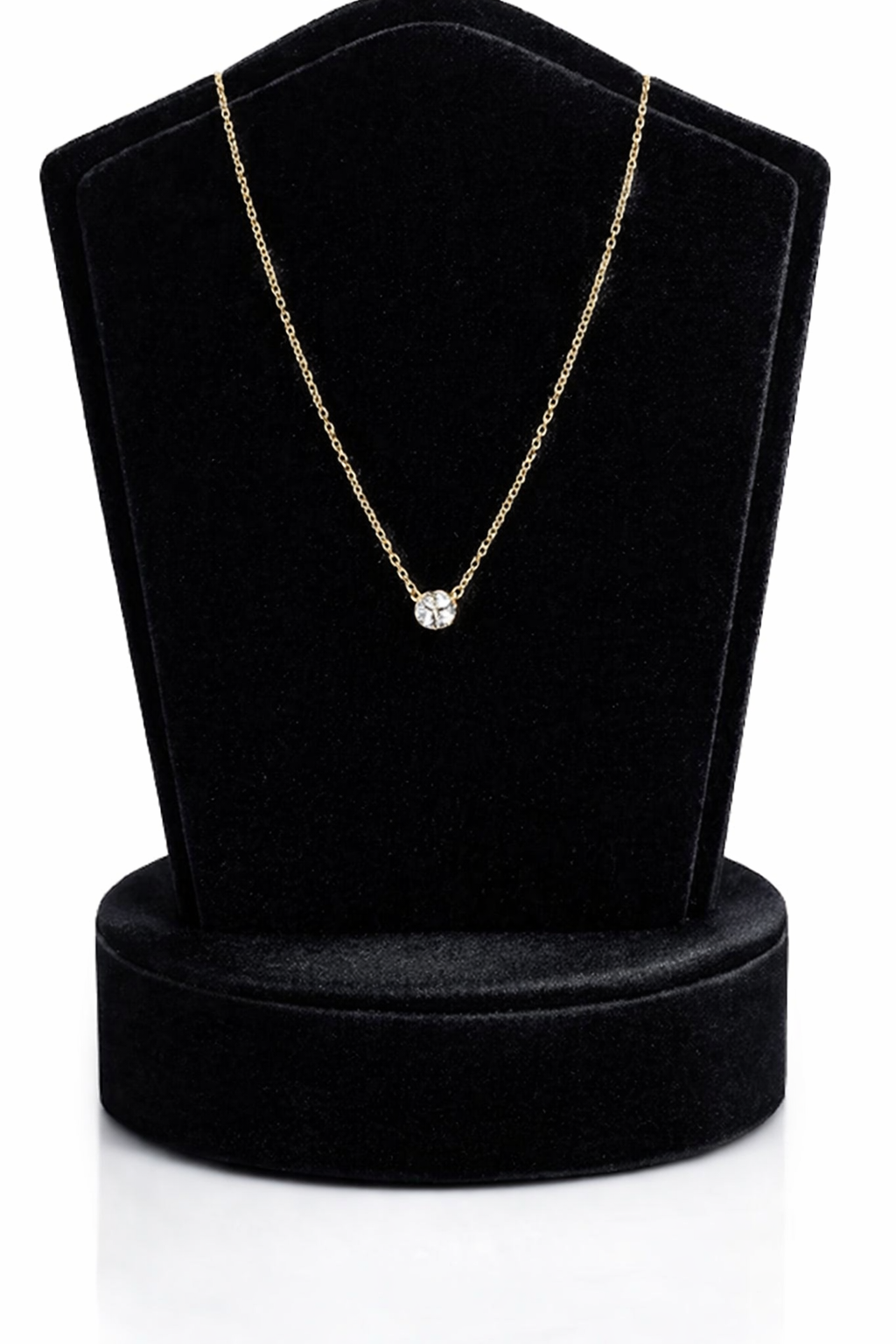 Round Solitaire Pendant Necklace Bezel Set Chain 14K Yellow/White/Rose Gold