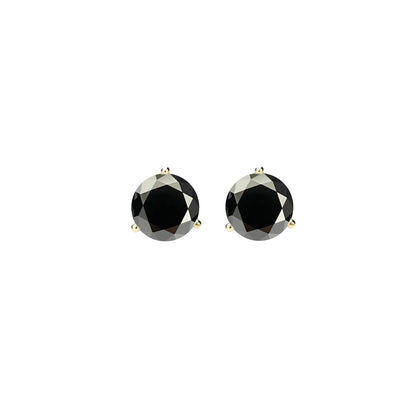 14K Gold GRA CertifiedD-VVS1 Black Moissanite Martini PushBack Stud Earrings