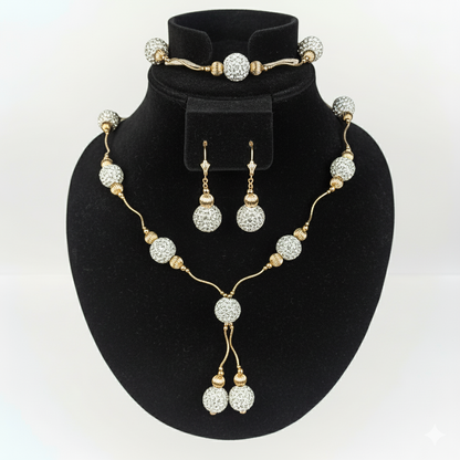 14K Yellow Gold Genuine with crystal Jewelry Sets for Women Elegant Jewelry Gift