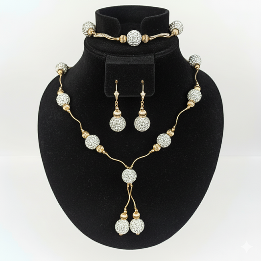 14K Yellow Gold Genuine with crystal Jewelry Sets for Women Elegant Jewelry Gift