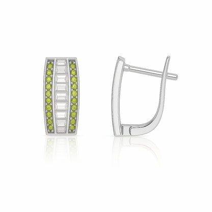 14k White Gold CZ Beautiful Leverback Earrings for Women