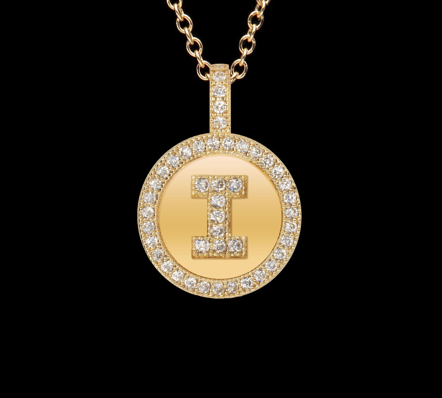 14k Yellow Gold Initial Letter CZ Pendant