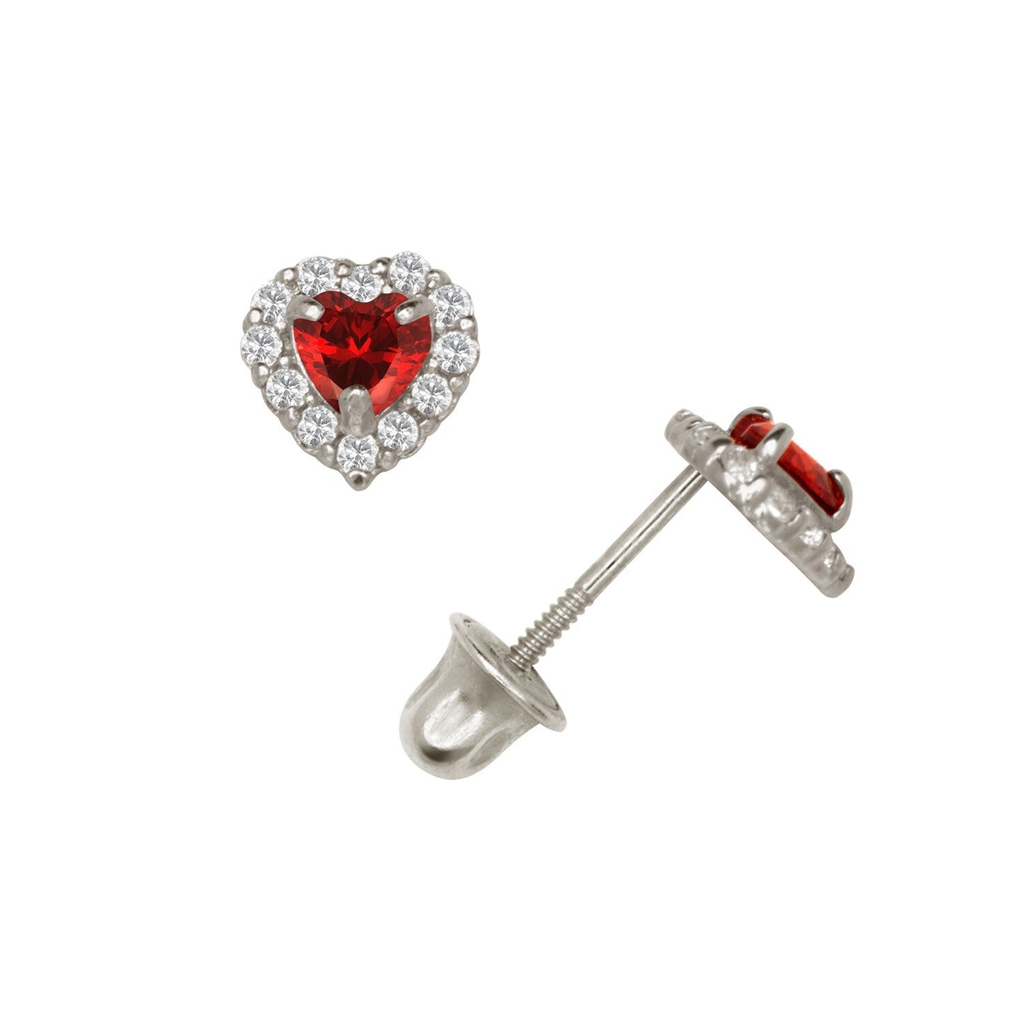 14K Yellow & White Gold Small Gorgeous CZ Heart Shaped Stud Earrings for Women