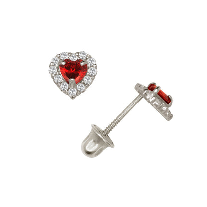 14K Yellow & White Gold Small Gorgeous CZ Heart Shaped Stud Earrings for Women