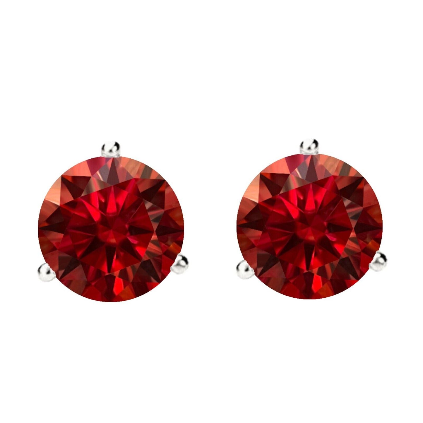 14K Gold GRA CertifiedD-VVS1 Garnet Moissanite ScrewBack Stud Earrings