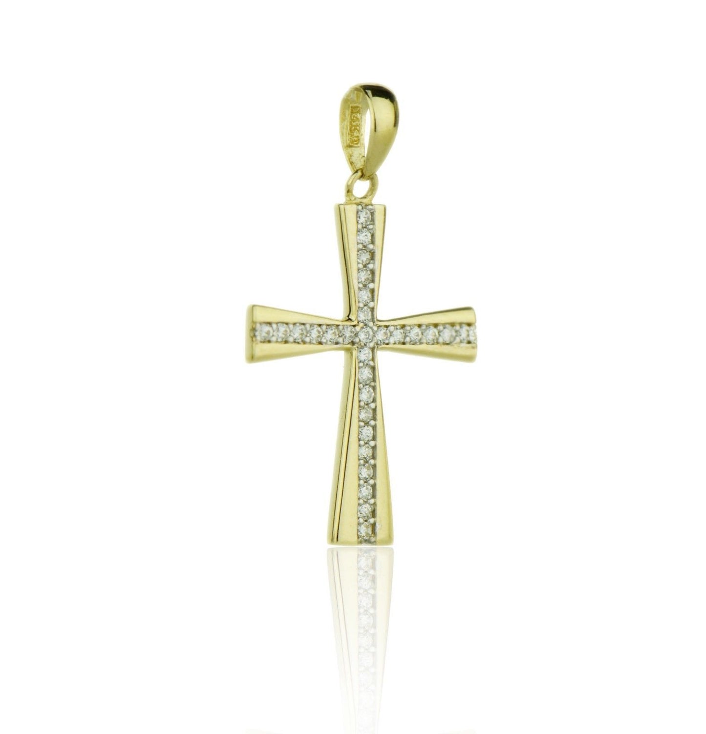 14k Yellow or White Gold Cz Cross Pendant