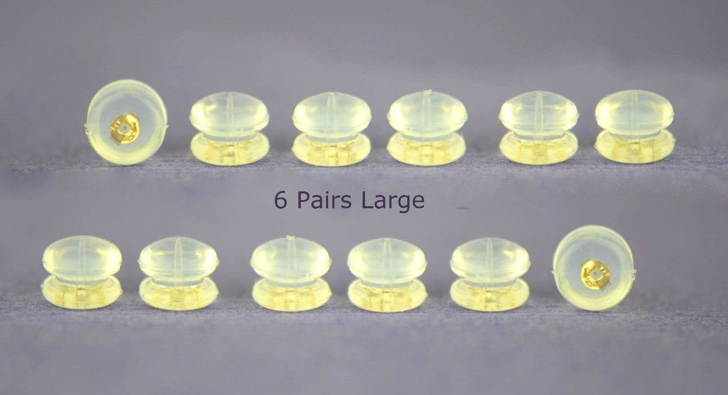 14k Yellow or White Gold Jelly Silicon Back Earring by 1,2,3,6,10 Pairs!!!
