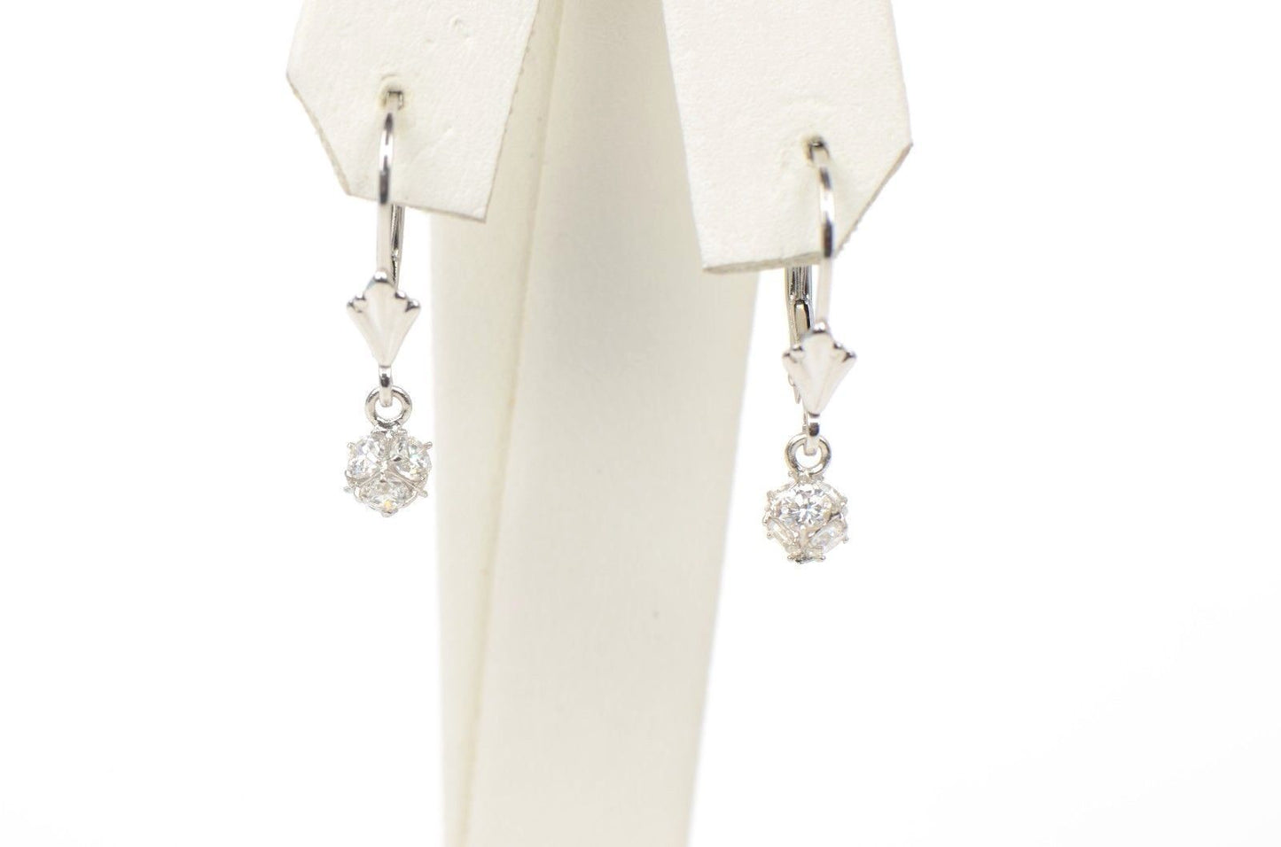 925 Sterling Silver Womens CZ Ball Dangle Earrings