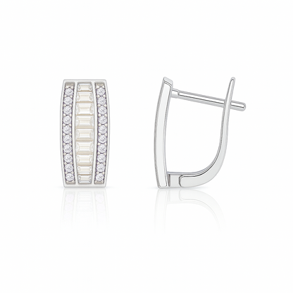 14k White Gold CZ Beautiful Leverback Earrings for Women