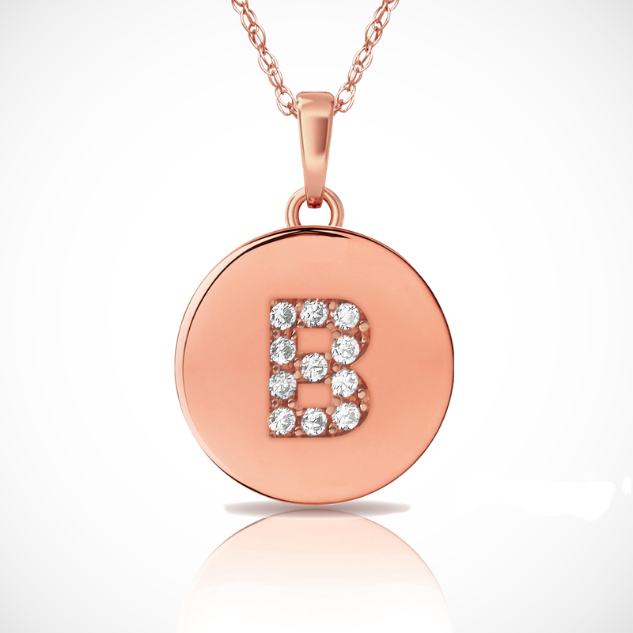 14k Yellow / White & Rose Gold Letter Initial CZ Pendant For Women