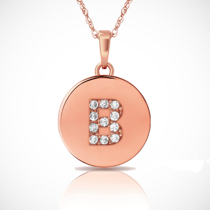 14k Yellow / White & Rose Gold Letter Initial CZ Pendant For Women