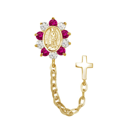 14K Yellow or White Gold Guadalupe Virgin Mary Screw Back CZ Stud Earrings