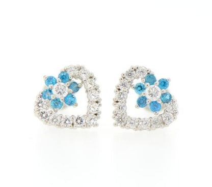 14K White Gold Heart Shape CZ Stud Earrings