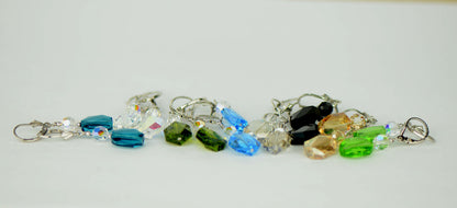 Graphic Crystals made with Swarovski Drop Dangle Earrings 925 Sterling Silver