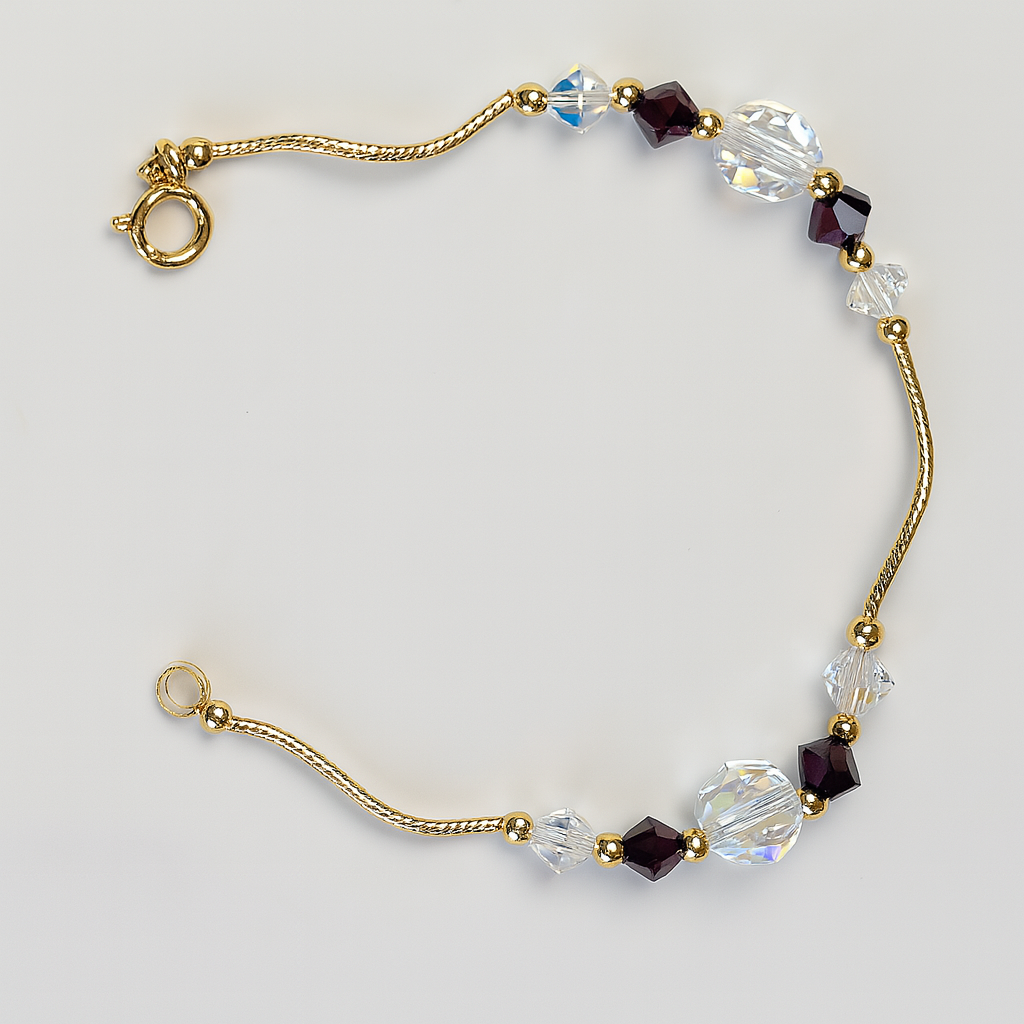 14K Yellow Gold Elegant Crystals Bracelet Kids Baby Girls & Boy