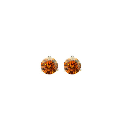 14K Gold GRA CertifiedD-VVS1 Orange Moissanite ScrewBack Stud Earrings