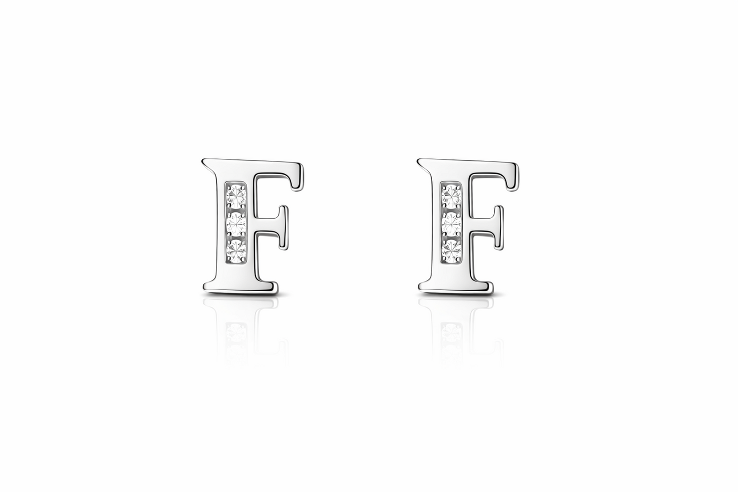 14k Yellow or White Gold Initial Letters CZ Stud Earrings