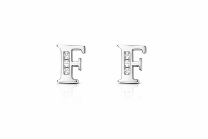 14k Yellow or White Gold Initial Letters CZ Stud Earrings