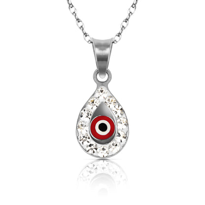 14k Yellow or White Gold CZ Pear Shape Evil Eye Pendants