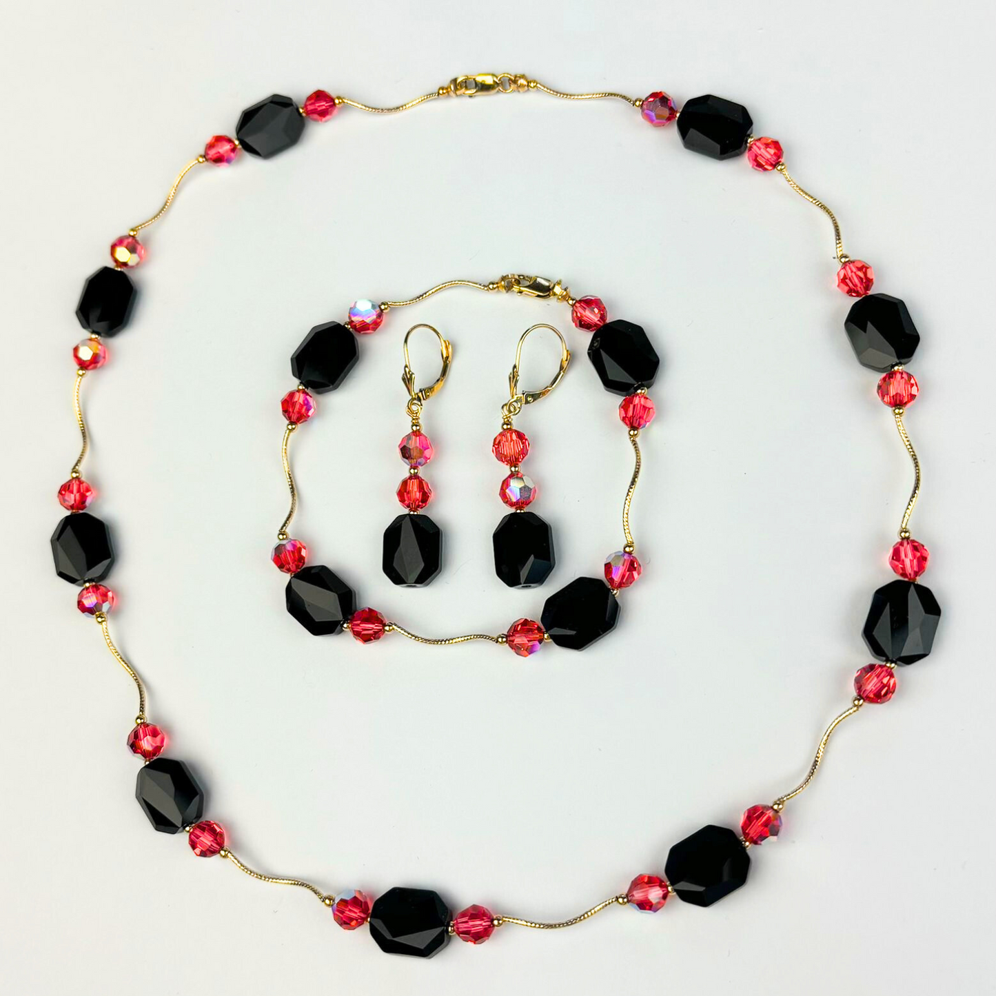 14K Necklace Set made with crystals from Swarovski for Women