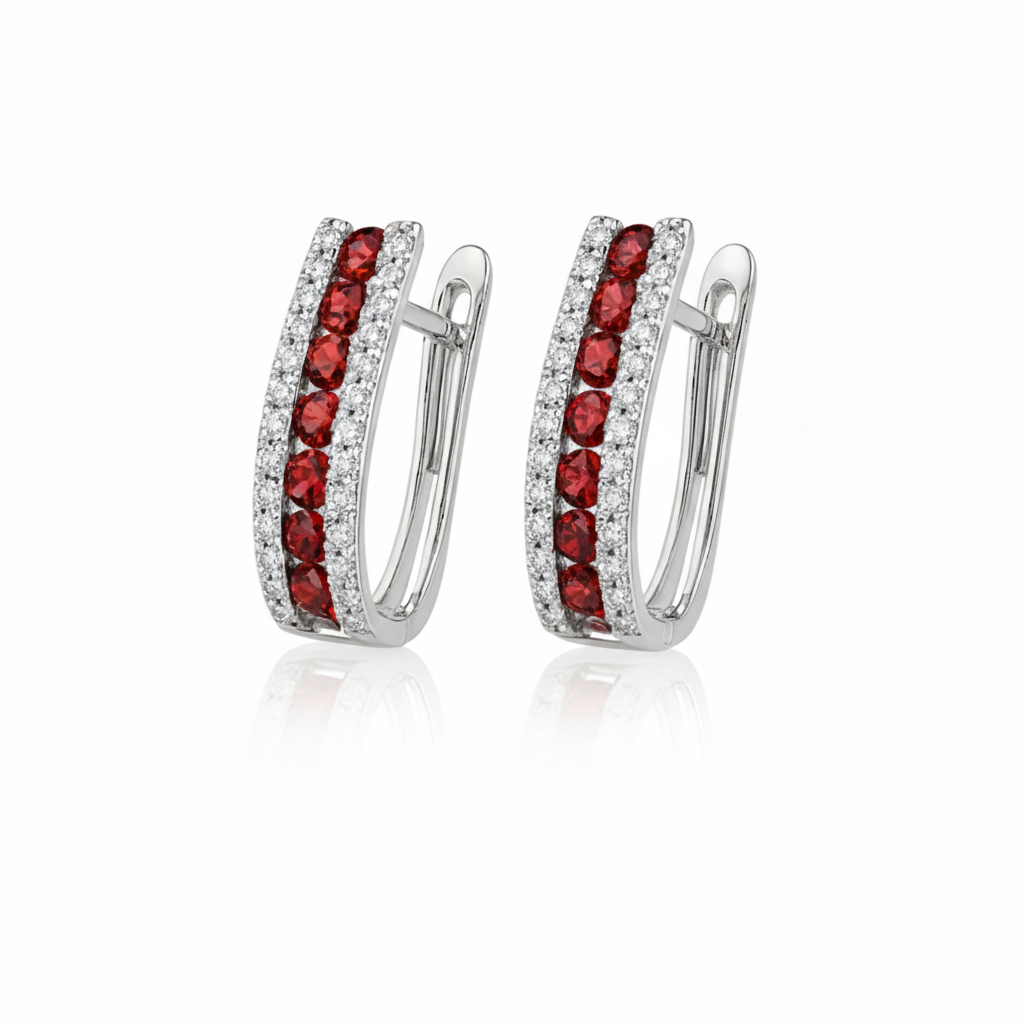 14k White Gold CZ Birthstone Leverback Earrings