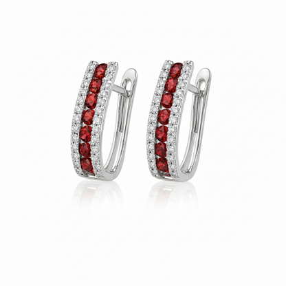 14k White Gold CZ Birthstone Leverback Earrings