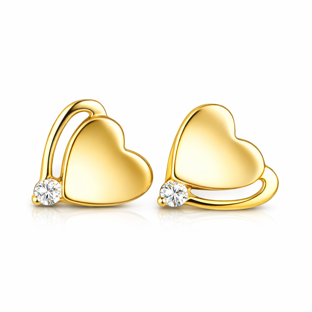 14K White or Yellow Gold Heart Shape CZ Stud Earrings