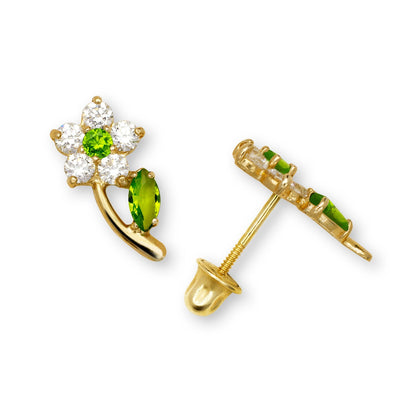 14K Yellow & White Gold Flower Shaped Beautiful Studs Earrings for Girls
