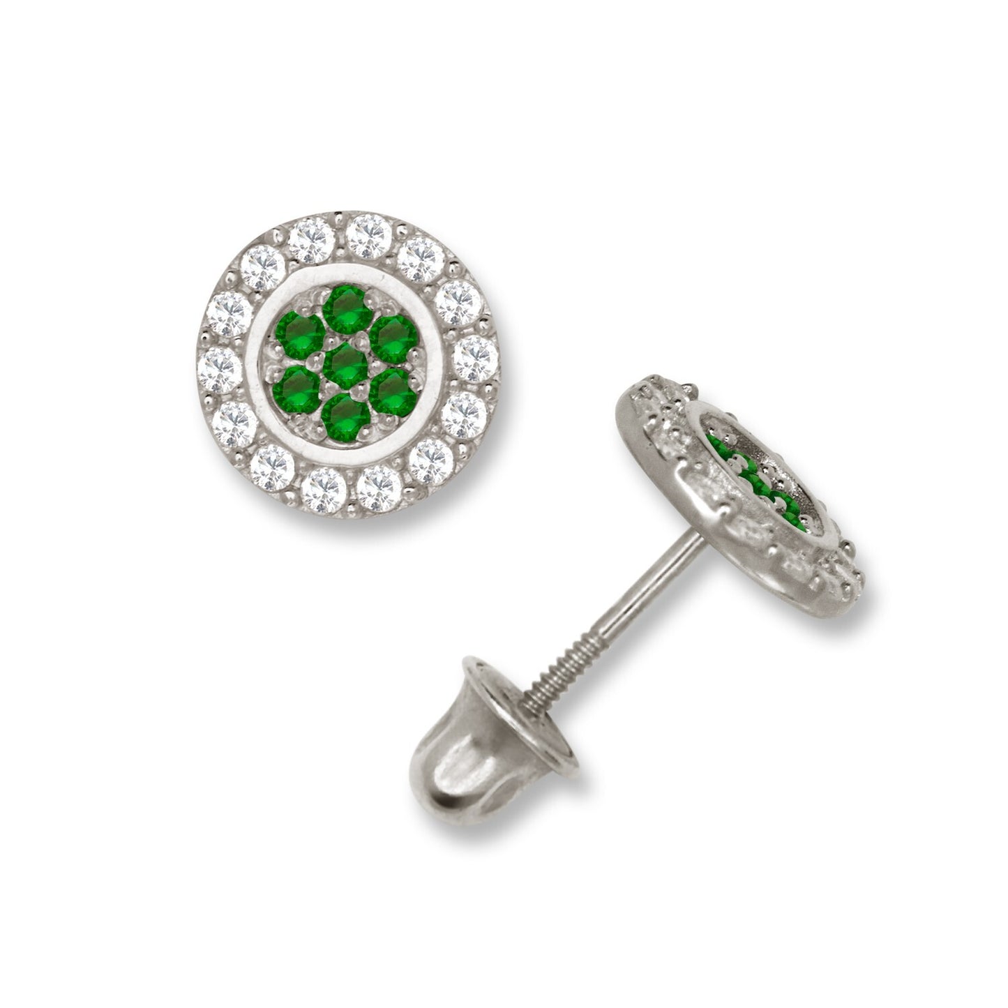 14K Yellow & White Gold Round Shaped Beutiful Screw Back Stud Earrings for Women