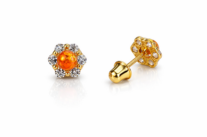 14k Yellow Gold Opal Stud Earrings/ Screw Back