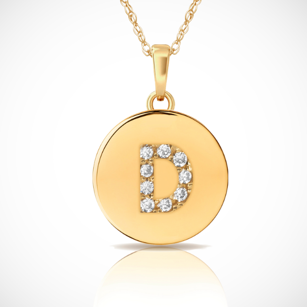 14k Yellow / White & Rose Gold Letter Initial CZ Pendant For Women