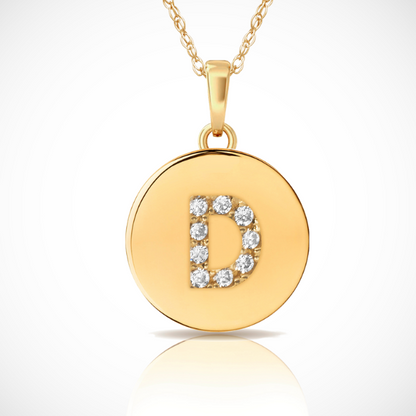 14k Yellow / White & Rose Gold Letter Initial CZ Pendant For Women