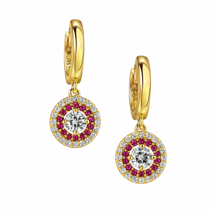 14k Yellow Gold Dangle Hoop Huggie Earrings