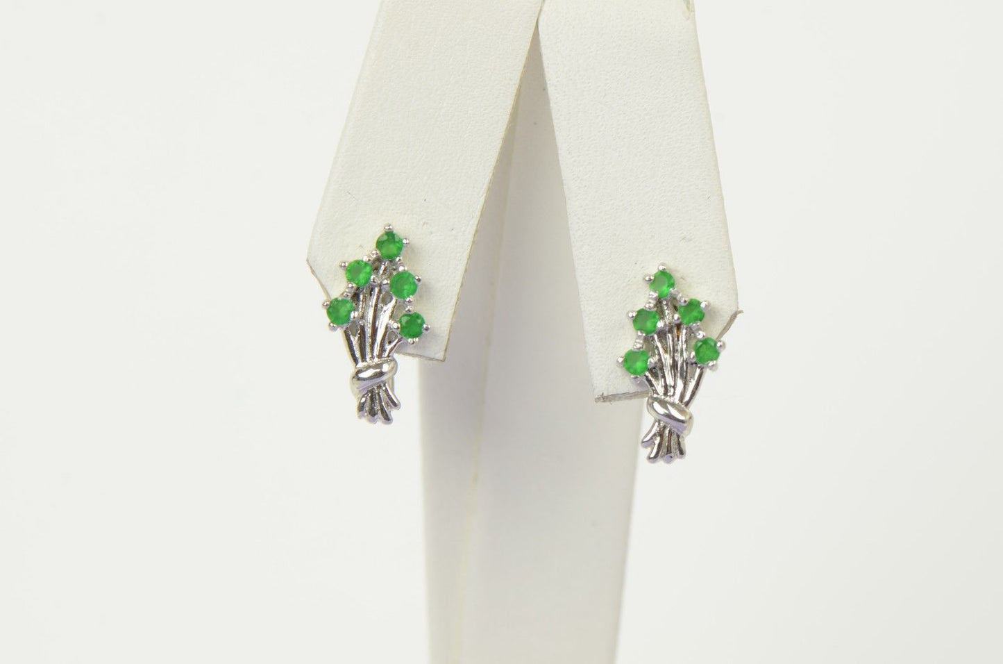 925 Silver Silver Dangling Birthstone Flower Leverback Earrings
