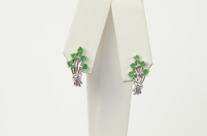 925 Silver Silver Dangling Birthstone Flower Leverback Earrings