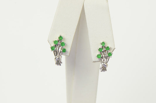 925 Silver Silver Dangling Birthstone Flower Leverback Earrings