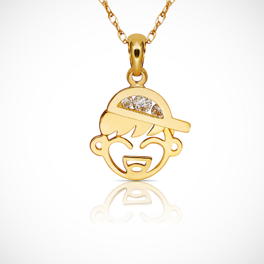 14K Yellow & White Gold Little Baby Boy Pendant