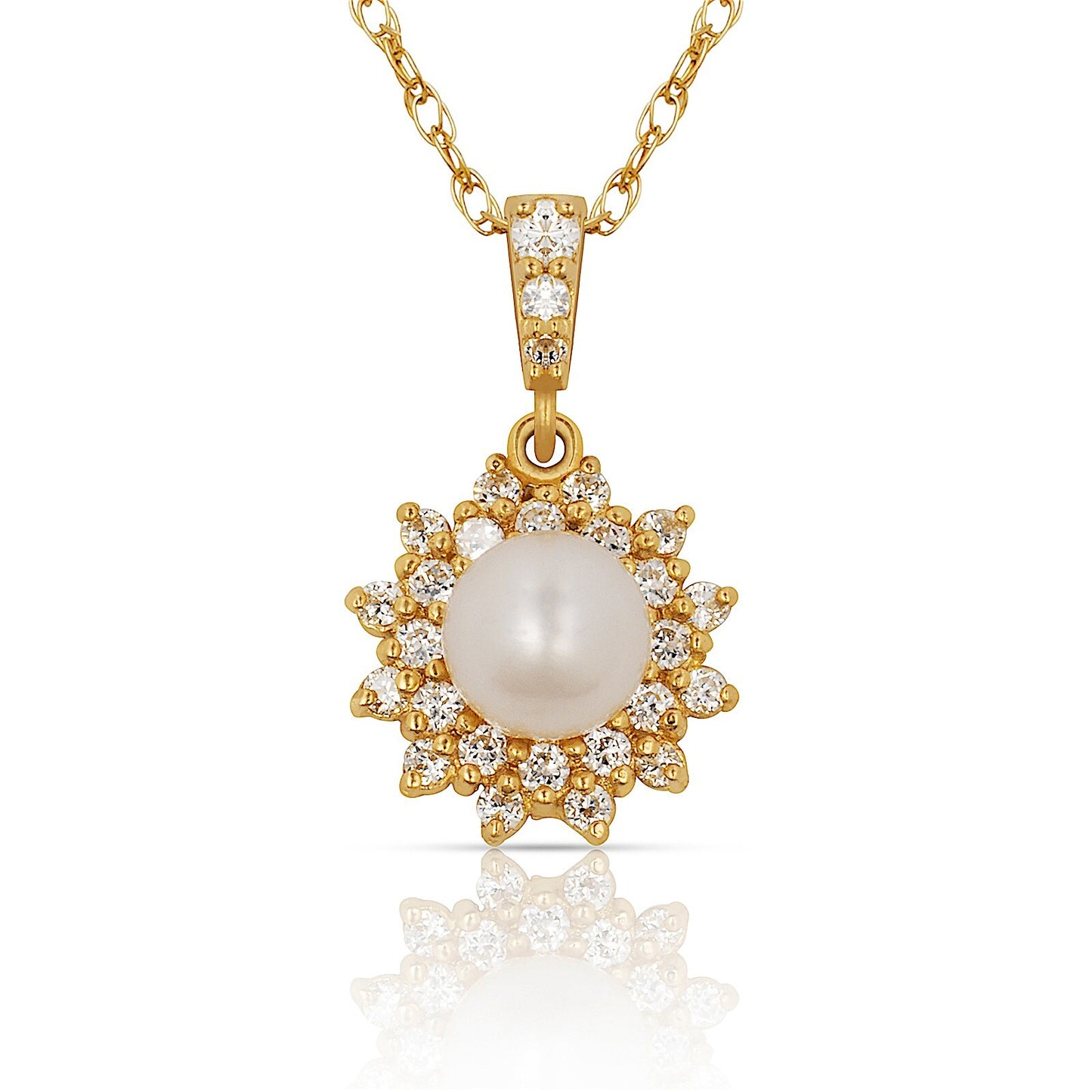 14K Yellow & White Gold Freshwater Pearl Pendant For Women