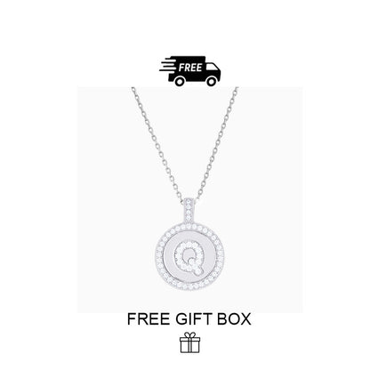 925 Sterling Silver Initial Letter Pendant With Cubic Zirconia