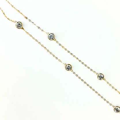 14k  Gold Cubic Zirconia CZ by the yard 16'' up to 42" Necklace