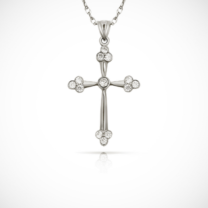 14K Yellow & White Gold Thomas Botonee Cathedral Cross Pendant For Women