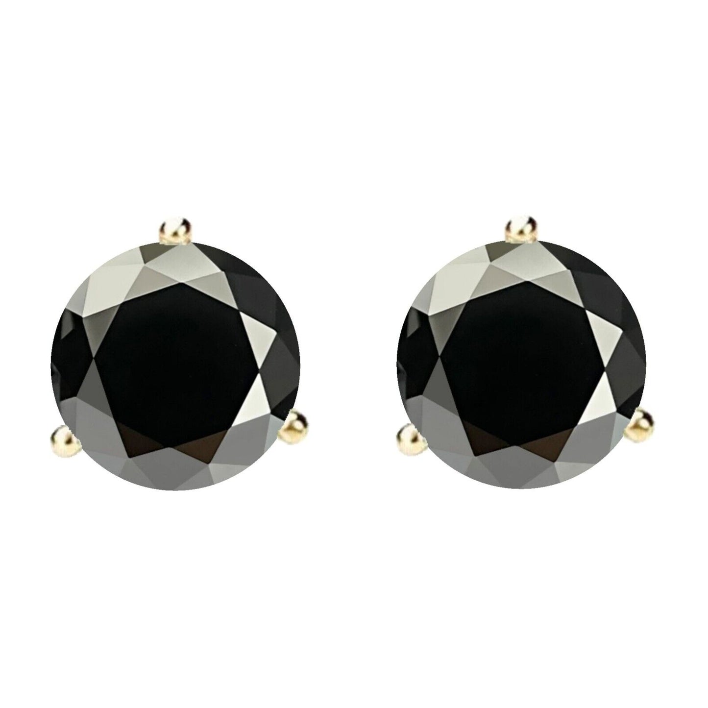 14K Gold GRA CertifiedD-VVS1 Black Moissanite Martini ScrewBack Stud Earrings