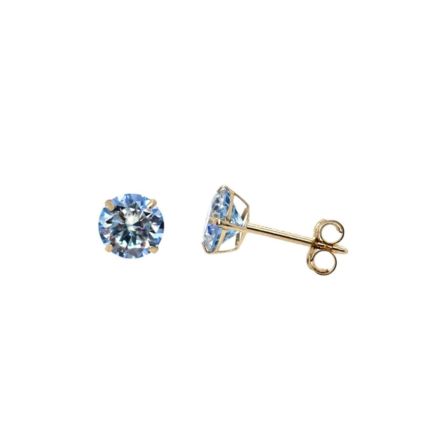 14K Gold GRA Certified D-VVS1 Ocean Blue Moissanite Push Back Studs Earrings