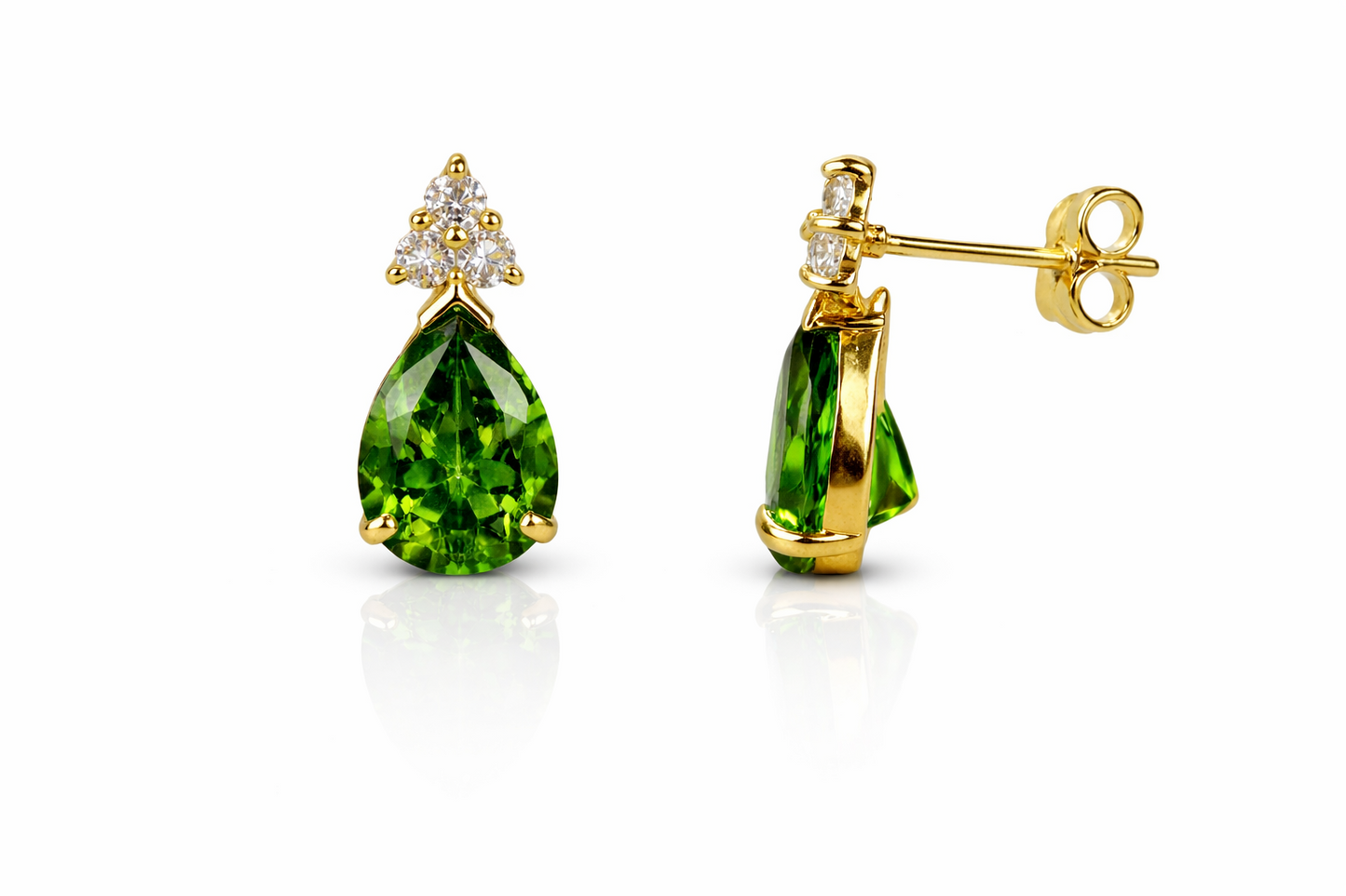 14k Yellow Gold Pear Shape Stud Earrings