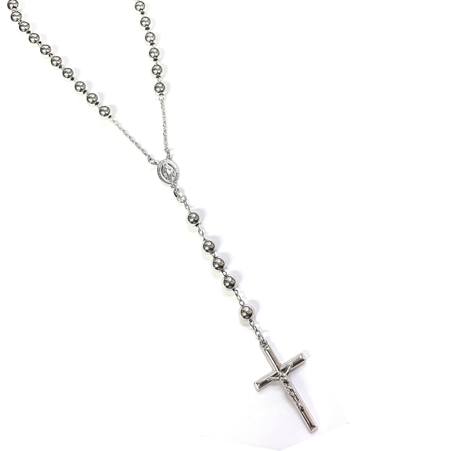 925 STERLING SILVER ITALIAN ROSARY 8mm 30"