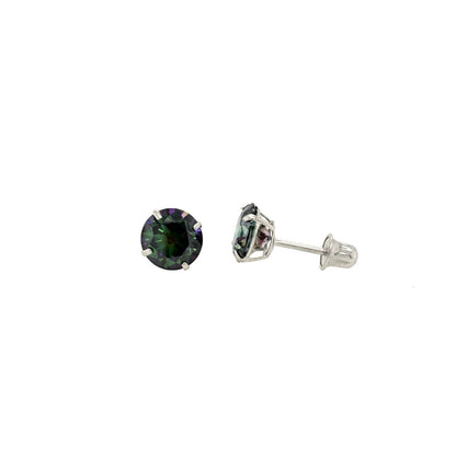 14K Gold GRA Certified D-VVS1 Rainbow Green Moissanite Screw Back Studs Earrings