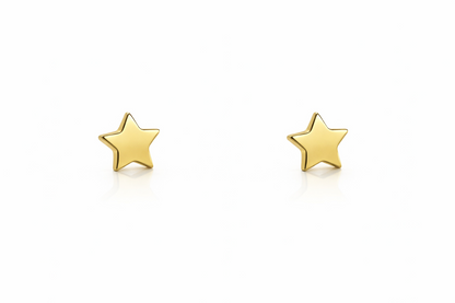 14K Yellow or White Gold Star Earrings with Push Backs