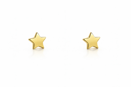 14K Yellow or White Gold Star Earrings with Push Backs