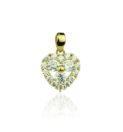 14k Yellow  Gold Cz Heart Pendant